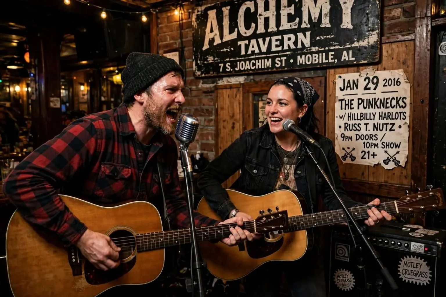Illustration for the news story: Interview: The Punknecks Bring High-Energy ‘Motley Cruegrass’ to Alchemy Tavern