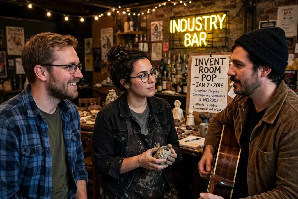 Illustration for the news story: Robby Kee and Invent Room Pop Bring Experimental Art to Mobile’s Industry Bar