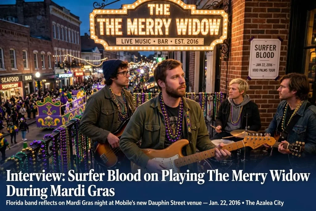 Illustration for the news story: Interview: Surfer Blood on Playing The Merry Widow During Mardi Gras