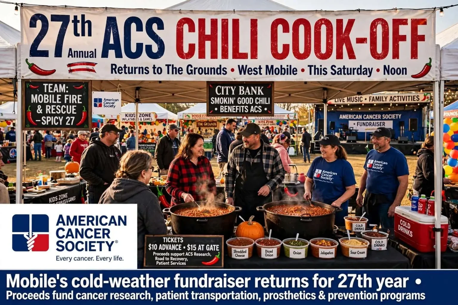Illustration for the news story: 27th Annual ACS Chili Cook-Off Returns to The Grounds in West Mobile