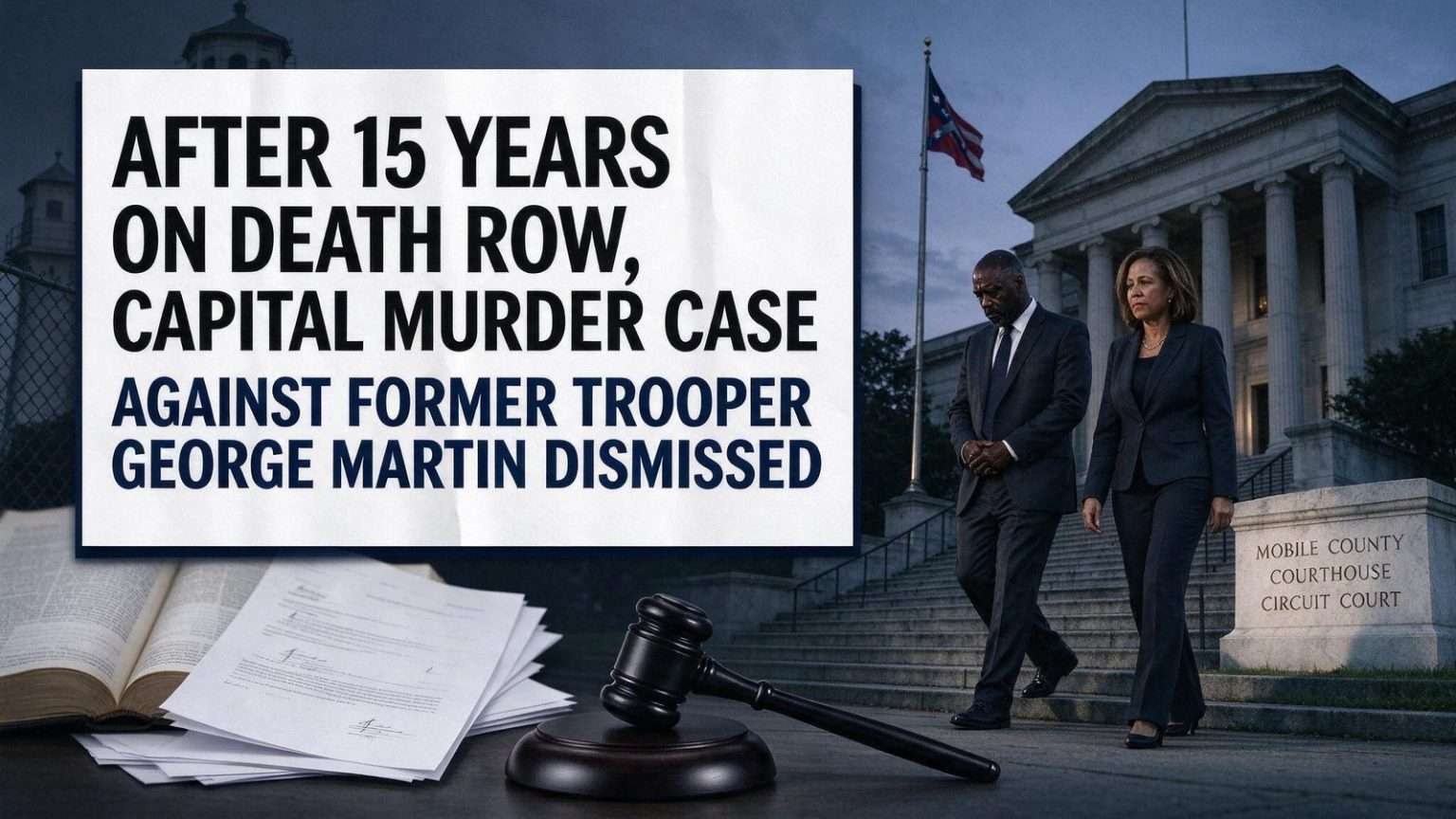 Illustration for the news story: After 15 Years on Death Row, Capital Murder Case Against Former Trooper George Martin Dismissed