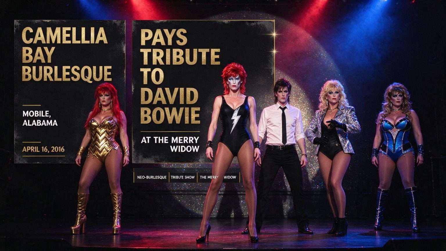 Illustration for the news story: Camellia Bay Burlesque Pays Tribute to David Bowie at The Merry Widow