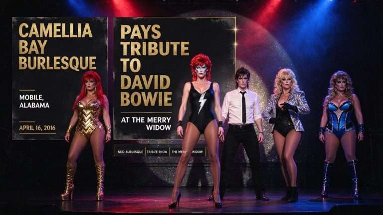 Illustration for the news story: Camellia Bay Burlesque Pays Tribute to David Bowie at The Merry Widow