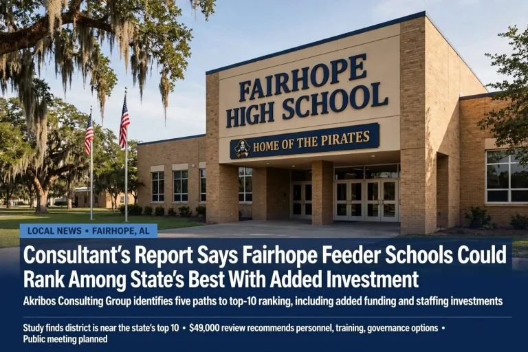 Illustration for the news story: Consultant’s Report Says Fairhope Feeder Schools Could Rank Among State’s Best With Added Investment