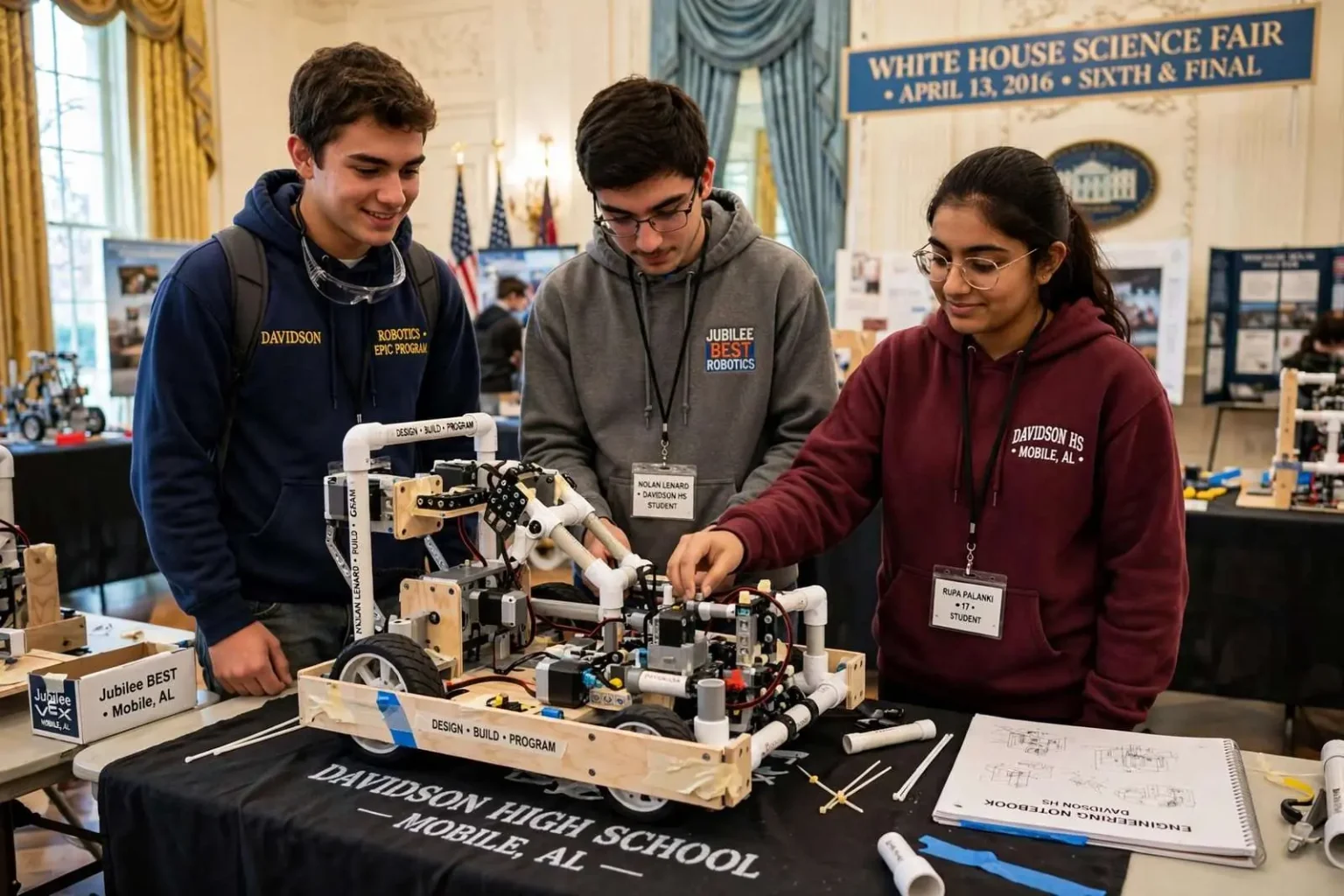 Illustration for the news story: Davidson High School Robotics Team Represents Mobile at Obama’s Final White House Science Fair