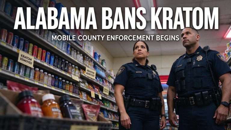 Illustration for the news story: Alabama Becomes Fifth State to Outlaw Kratom as Mobile County Officials Begin Enforcement