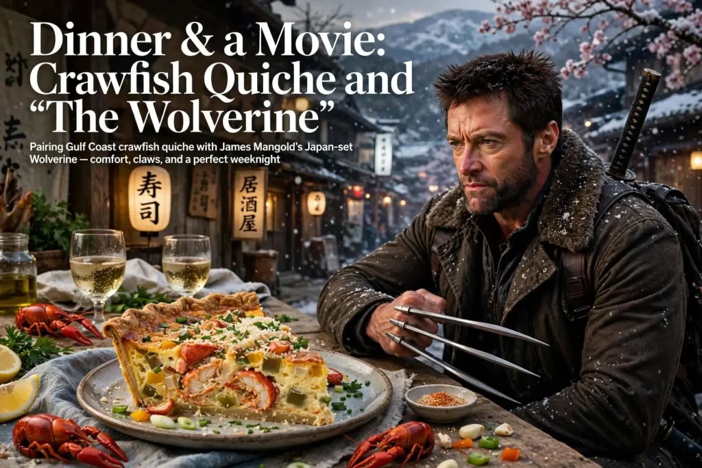 Illustration for the news story: Dinner & a Movie: Crawfish Quiche and ‘The Wolverine’