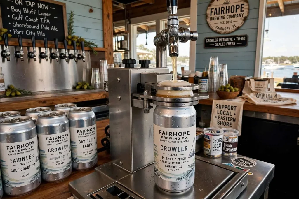 Illustration for the news story: The Crowler Initiative: Fairhope Brewing Company Sends Beer To-Go