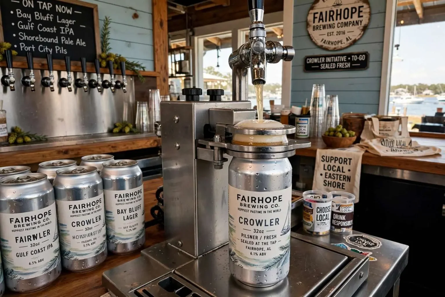 Illustration for the news story: The Crowler Initiative: Fairhope Brewing Company Sends Beer To-Go