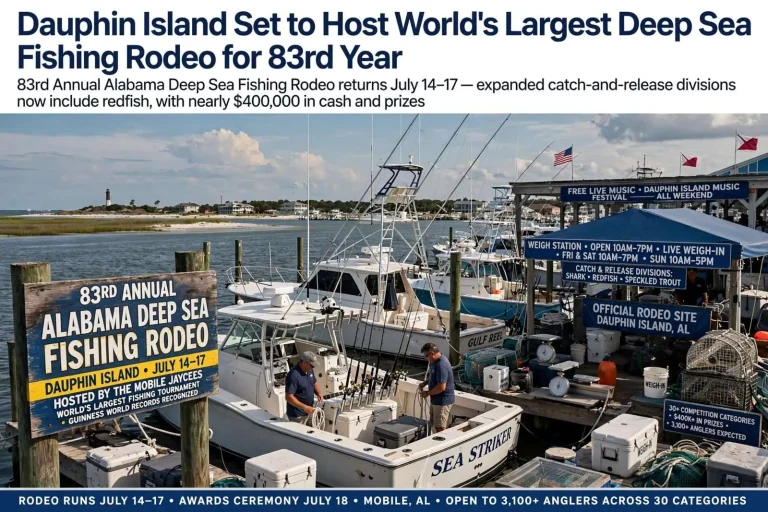 Illustration for the news story: Dauphin Island Set to Host World’s Largest Deep Sea Fishing Rodeo for 83rd Year