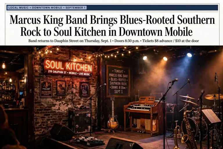 Illustration for the news story: Marcus King Band Brings Blues-Rooted Southern Rock to Soul Kitchen in Downtown Mobile