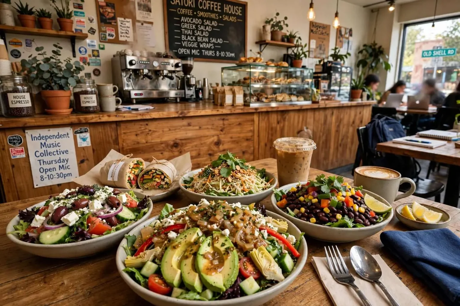 Illustration for the news story: Salads at Satori: A West Mobile Coffee House’s Fresh Take on Lunch