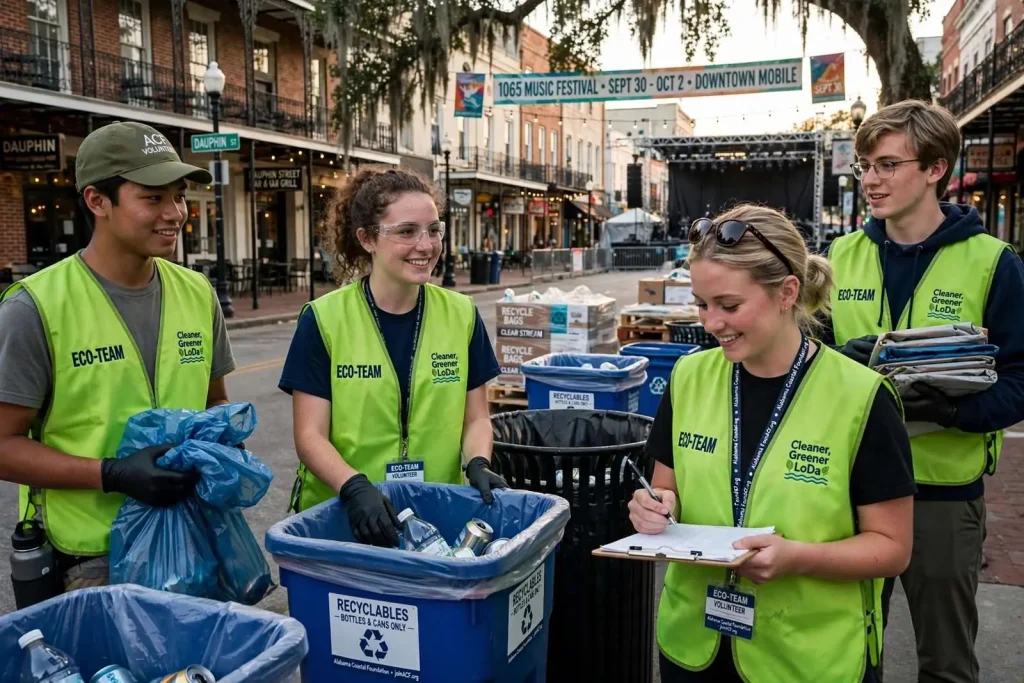 Illustration for the news story: 1065 Music Festival Eco-Team Calls for Recycling Volunteers in Downtown Mobile