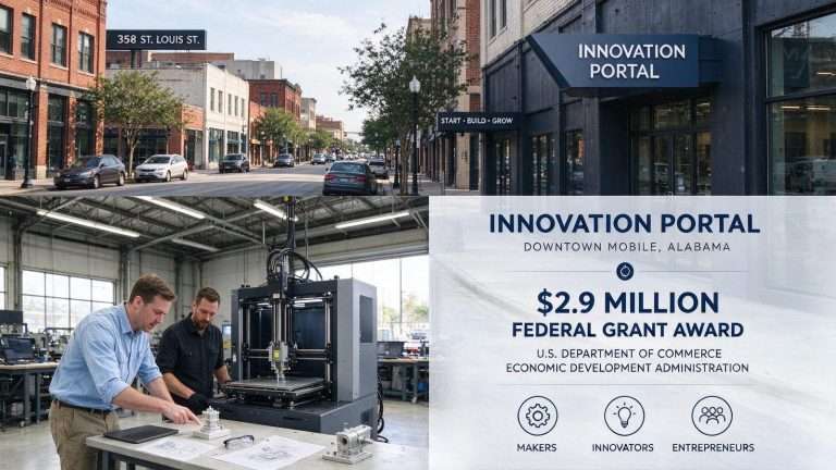 Illustration for the news story: $2.9 Million Federal Grant to Fund Innovation PortAL Business Hub in Downtown Mobile