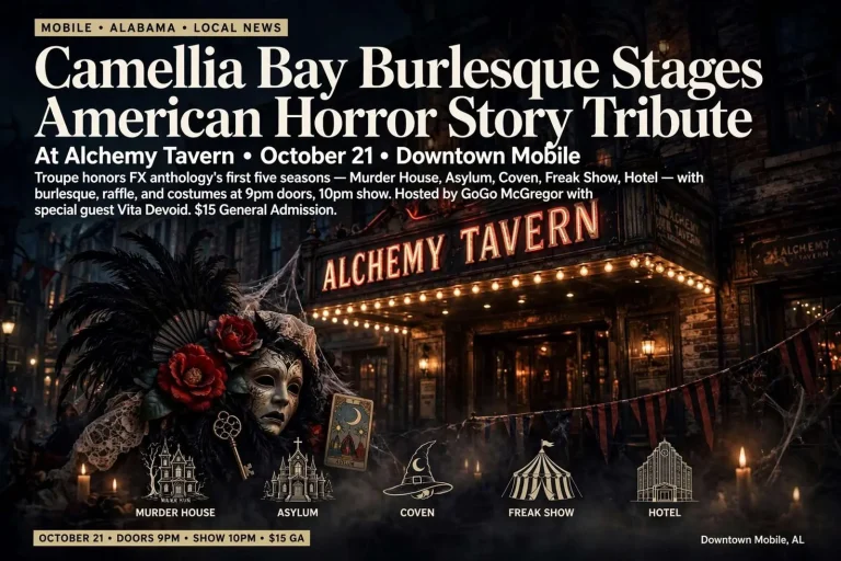 Illustration for the news story: Camellia Bay Burlesque Stages American Horror Story Tribute at Alchemy Tavern October 21
