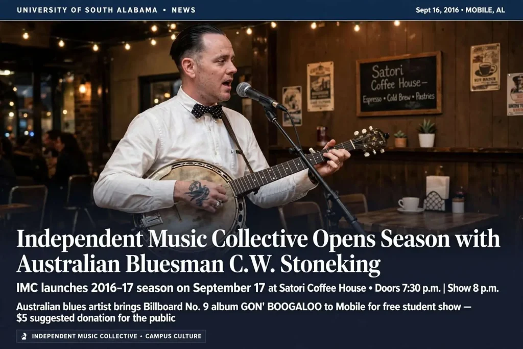 Illustration for the news story: Independent Music Collective Opens Season with Australian Bluesman C.W. Stoneking