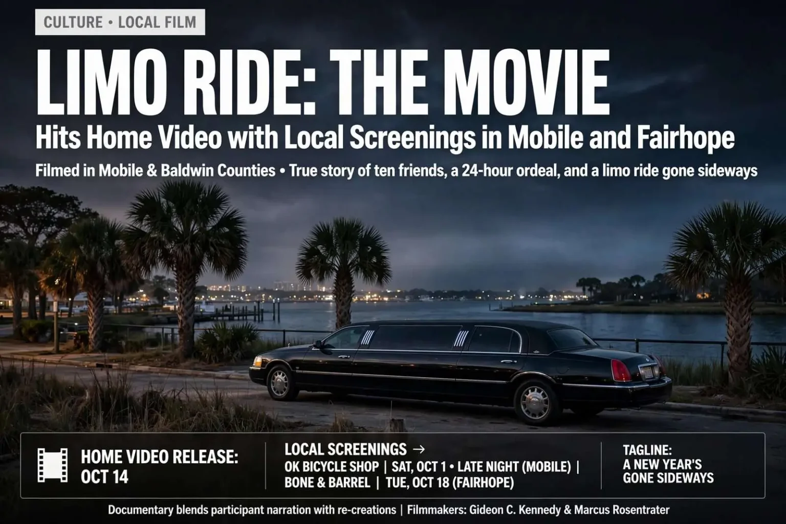 Illustration for the news story: Limo Ride: The Movie Hits Home Video with Local Screenings in Mobile and Fairhope