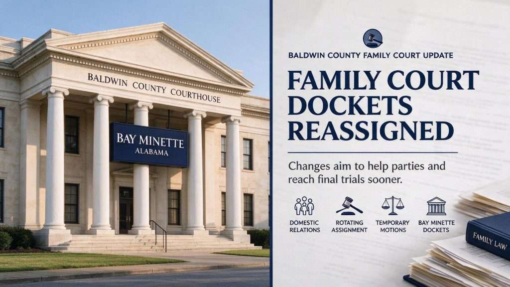 Illustration for the news story: Baldwin County Family Court Dockets Reassigned by Presiding Circuit Judge