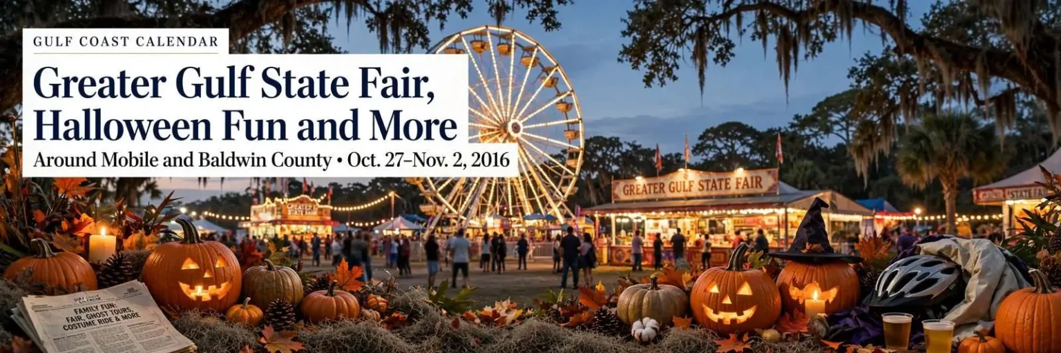 Illustration for the news story: Gulf Coast Calendar: Greater Gulf State Fair, Halloween Fun and More Around Mobile and Baldwin County Oct. 27-Nov. 2, 2016