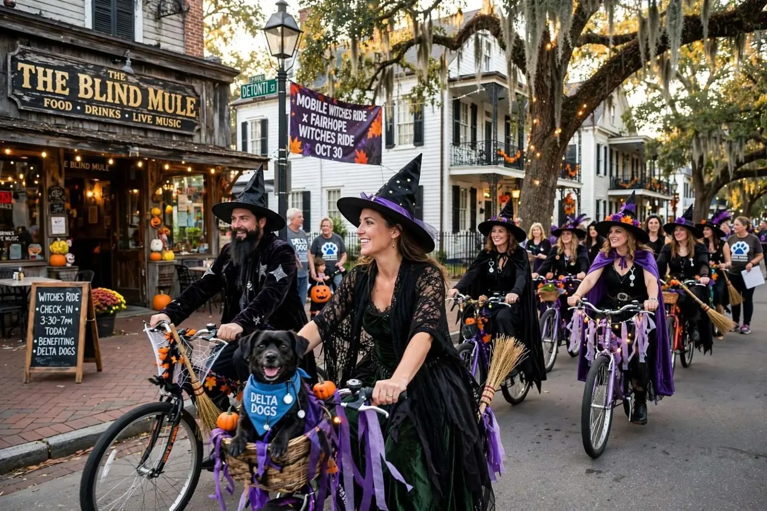 Illustration for the news story: Mobile Witches Ride Returns to Benefit Delta Dogs