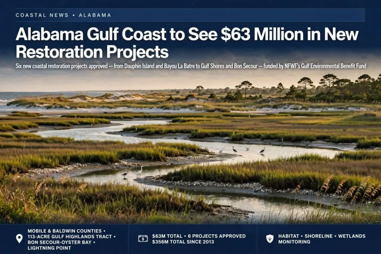 Illustration for the news story: Alabama Gulf Coast to See $63 Million in New Restoration Projects