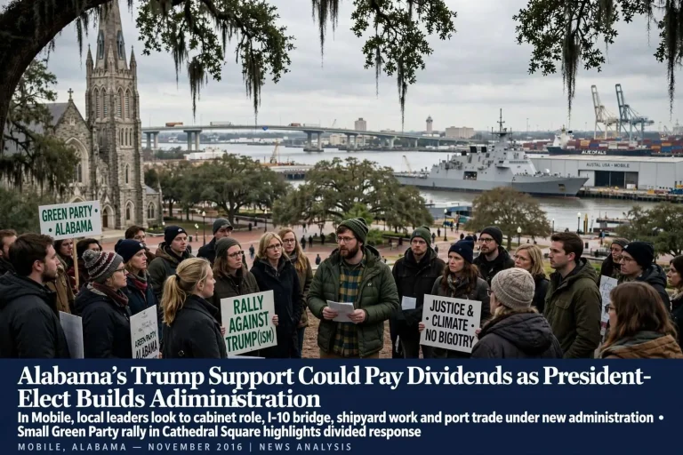 Illustration for the news story: Alabama’s Trump Support Could Pay Dividends as President-Elect Builds Administration