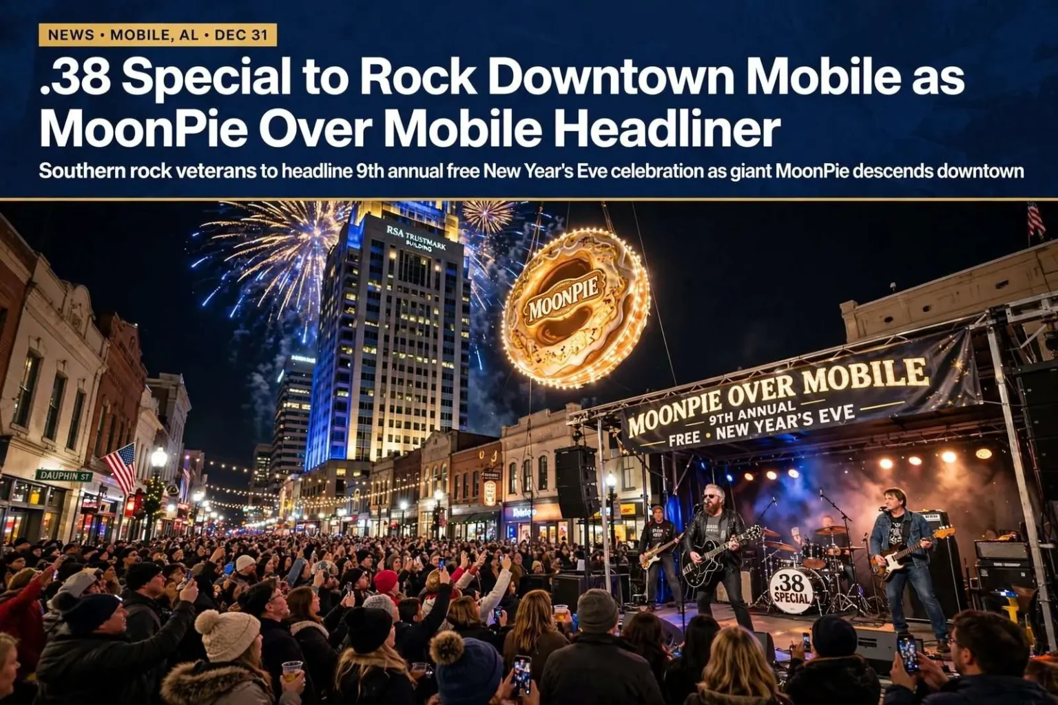 Illustration for the news story: .38 Special to Rock Downtown Mobile as MoonPie Over Mobile Headliner