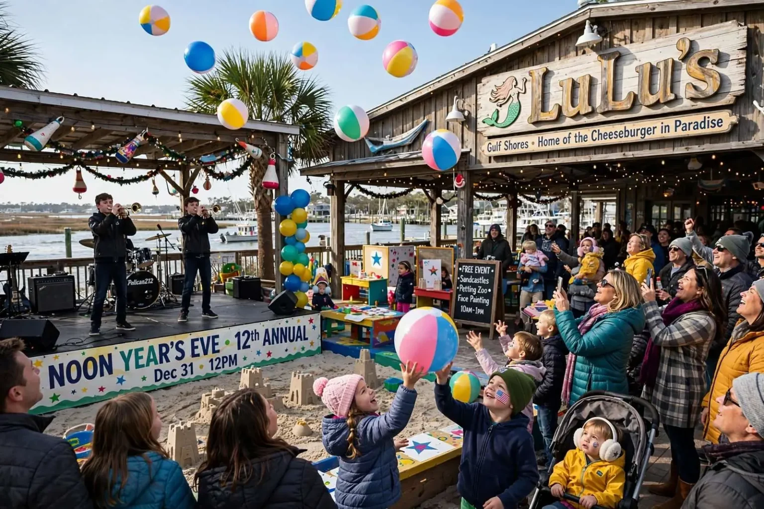 Illustration for the news story: LuLu’s Noon Year’s Eve Gives Gulf Shores Families a Kid-Friendly Countdown