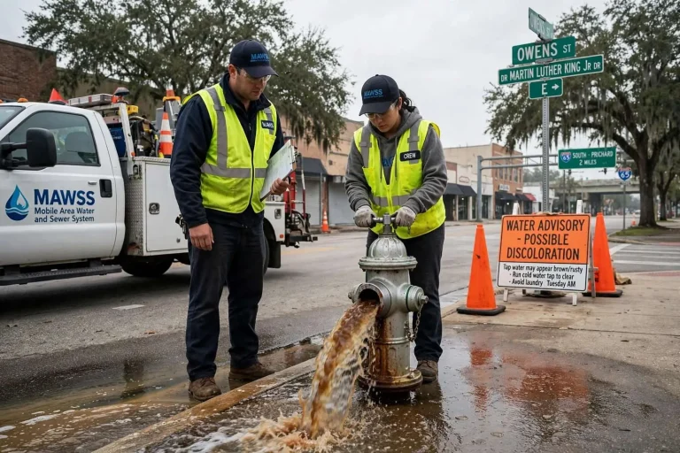 Illustration for the news story: MAWSS Warns of Possible Water Discoloration as New Lines Come Online Downtown, in Prichard