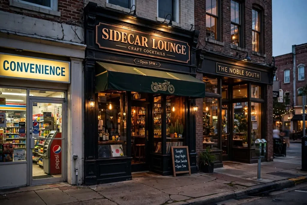Illustration for the news story: Tucked between storefronts on Dauphin Street, the Sidecar Lounge pours serious craft cocktails