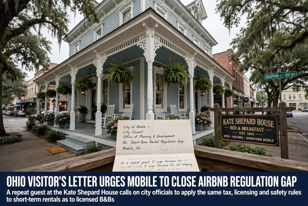 Illustration for the news story: Ohio Visitor’s Letter Urges Mobile to Close Airbnb Regulation Gap