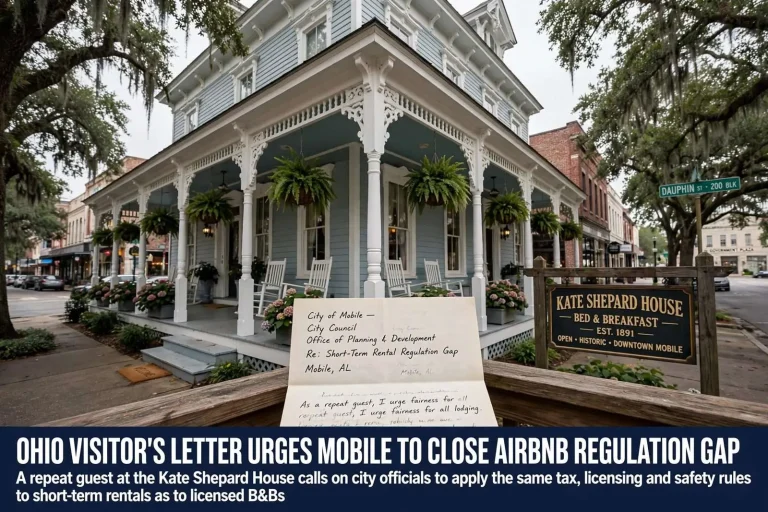 Illustration for the news story: Ohio Visitor’s Letter Urges Mobile to Close Airbnb Regulation Gap
