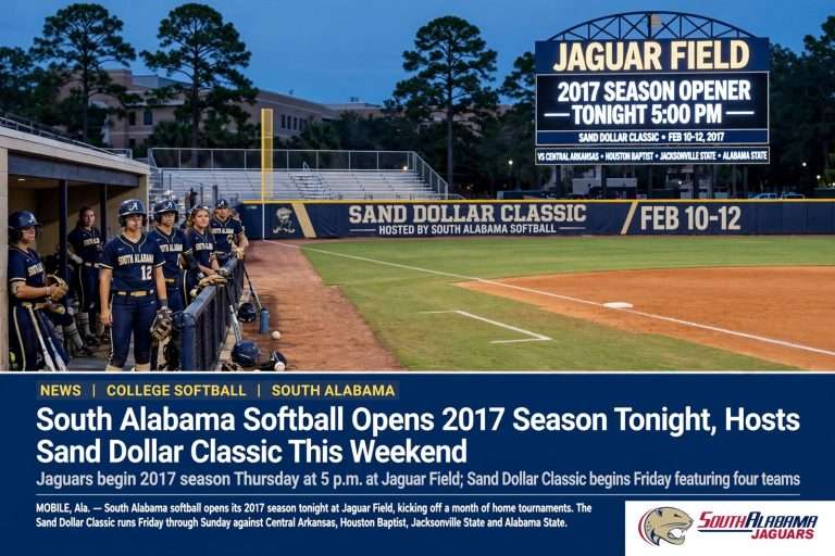 Illustration for the news story: South Alabama Softball Opens 2017 Season Tonight, Hosts Sand Dollar Classic This Weekend