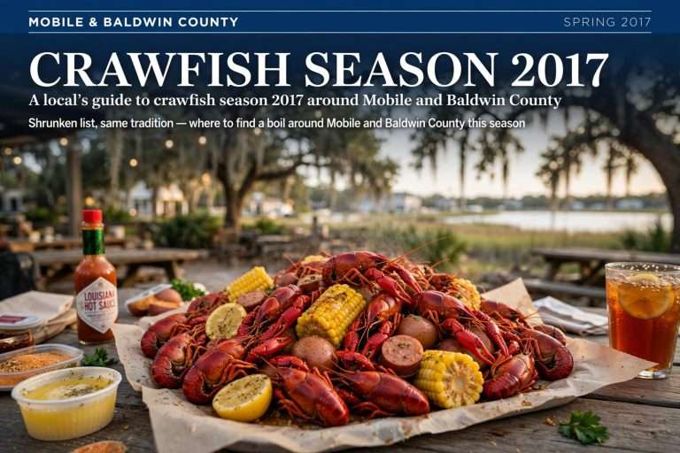 Illustration for the news story: A local’s guide to crawfish season 2017 around Mobile and Baldwin County