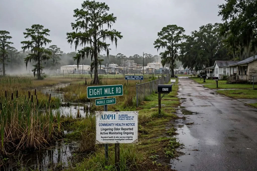 Illustration for the news story: ADPH Confirms Eight Mile Residents Still Affected by Lingering Mercaptan Odor