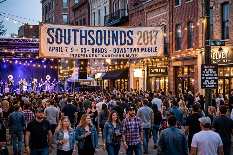 Illustration for the news story: SouthSounds 2017 unveils a bigger, bolder 65-band lineup for downtown Mobile
