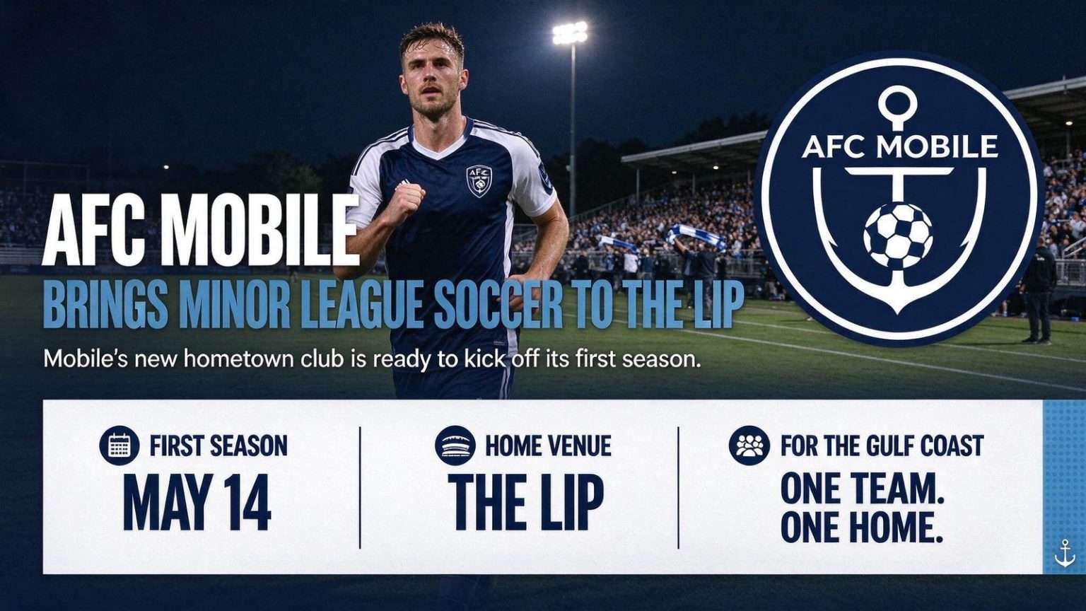 Illustration for the news story: AFC Mobile brings minor league soccer to The Lip
