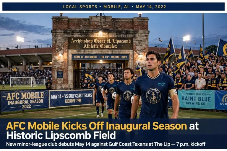 Illustration for the news story: AFC Mobile Kicks Off Inaugural Season at Historic Lipscomb Field