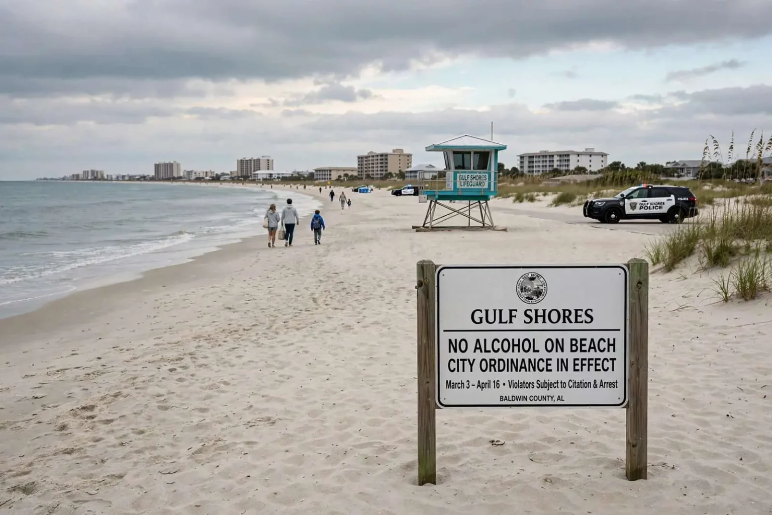 Illustration for the news story: Baldwin County’s Beach Alcohol Restrictions Credited With Calmer Spring Break Season