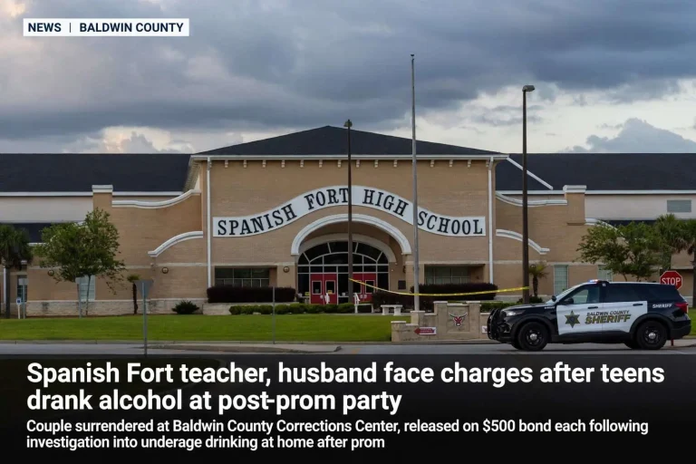 Illustration for the news story: Spanish Fort teacher, husband face charges after teens drank alcohol at post-prom party