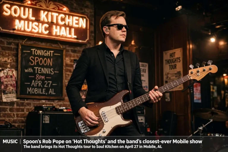 Illustration for the news story: Spoon’s Rob Pope on ‘Hot Thoughts’ and the band’s closest-ever Mobile show