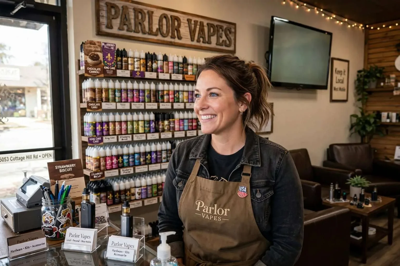 Illustration for the news story: Parlor Vapes keeps West Mobile vaping personal and local