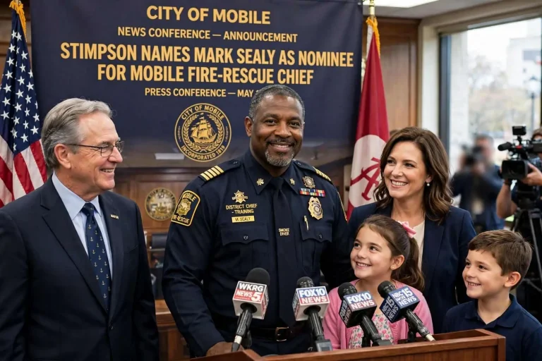 Illustration for the news story: Stimpson Names Veteran Firefighter Mark Sealy as Nominee to Lead Mobile Fire-Rescue Department