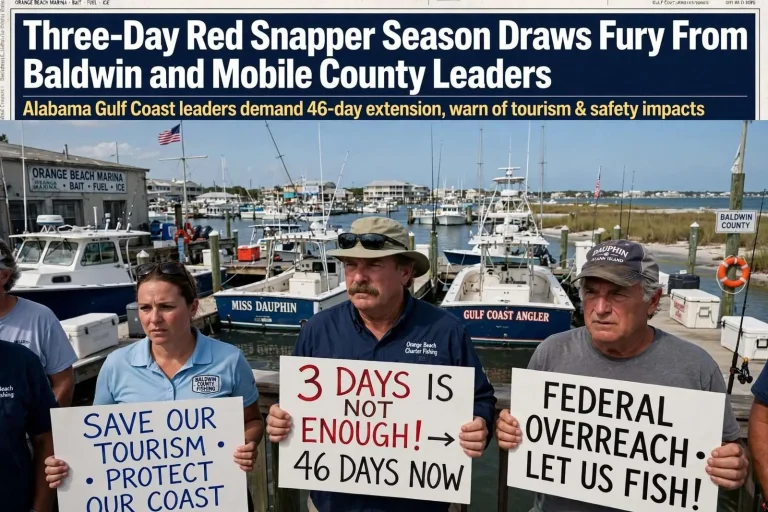 Illustration for the news story: Three-Day Red Snapper Season Draws Fury From Baldwin and Mobile County Leaders