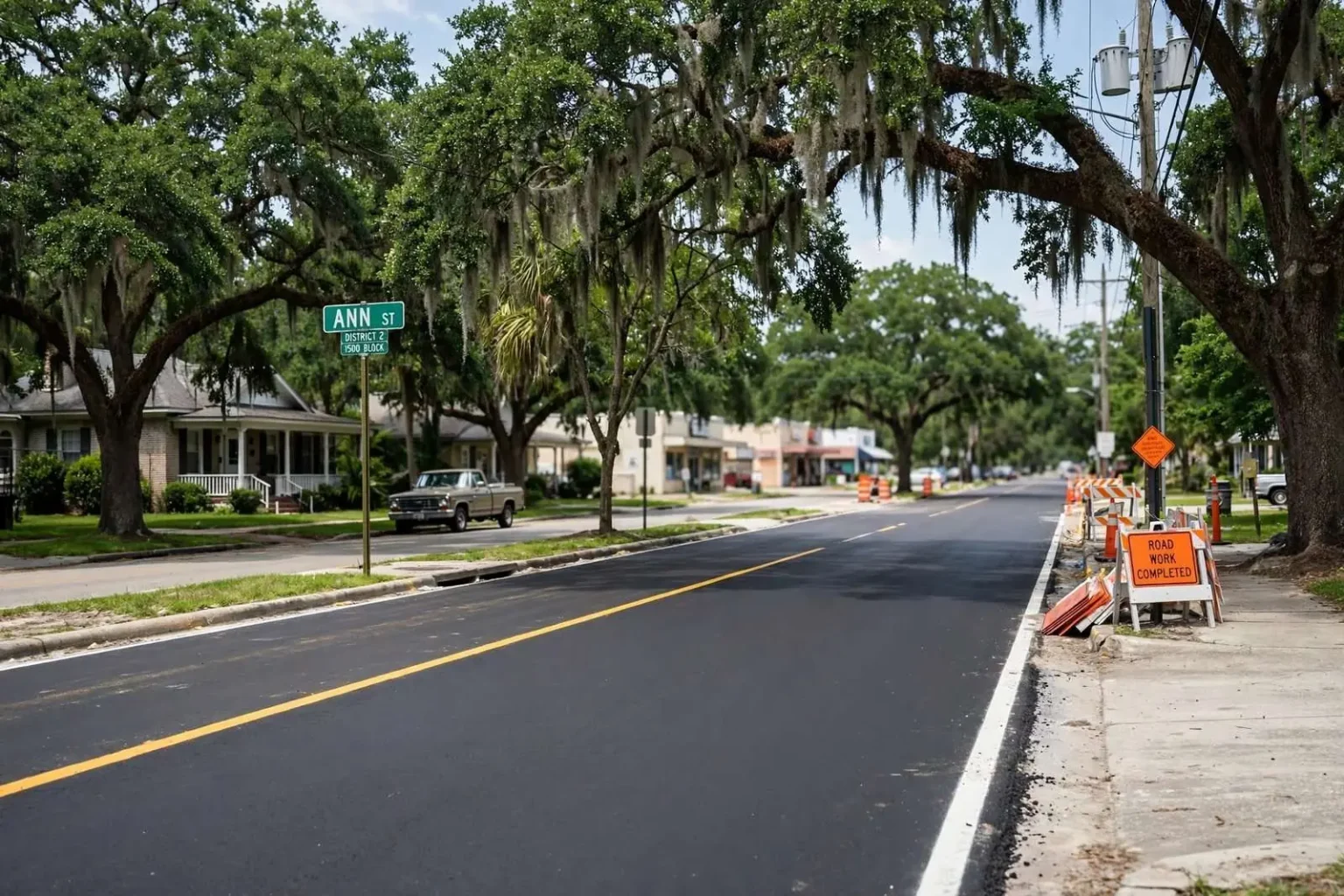 Illustration for the news story: Ann Street Resurfacing Wraps Up as Dunkin’ Donuts, Old Shell Road Restaurant Proposals Divide Neighbors