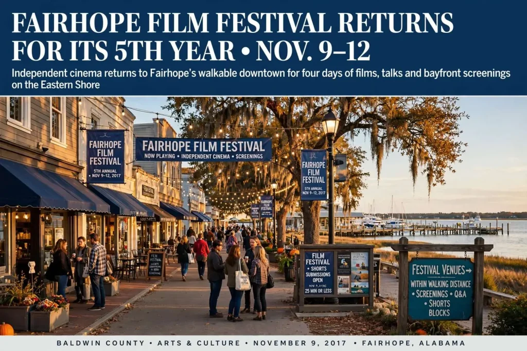 Illustration for the news story: Fairhope Film Festival returns for its 5th year Nov. 9-12