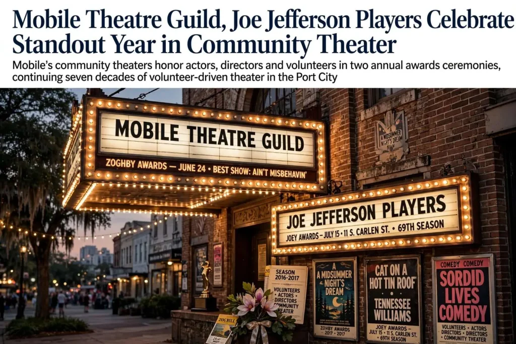 Illustration for the news story: Mobile Theatre Guild, Joe Jefferson Players Celebrate Standout Year in Community Theater