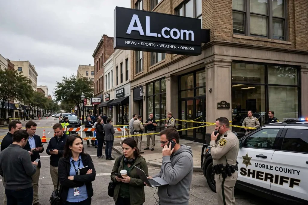 Illustration for the news story: Bomb Threat Forces Evacuation of AL.com’s Downtown Mobile Headquarters; Eight Mile Man Arrested