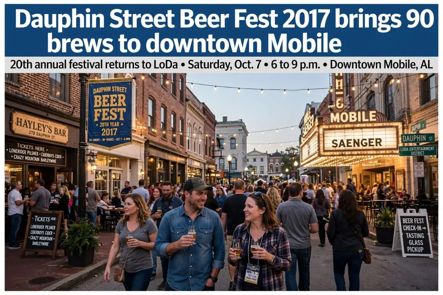 Illustration for the news story: Dauphin Street Beer Fest 2017 brings 90 brews to downtown Mobile