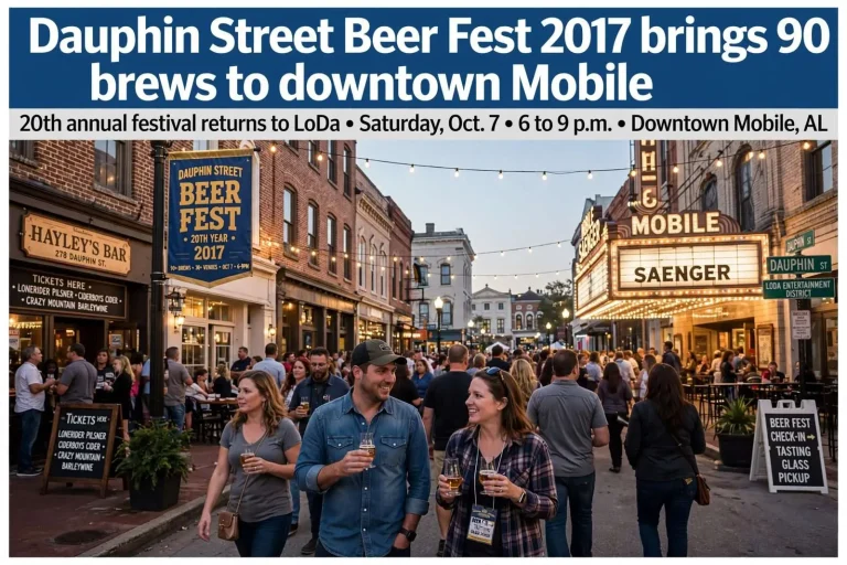 Illustration for the news story: Dauphin Street Beer Fest 2017 brings 90 brews to downtown Mobile